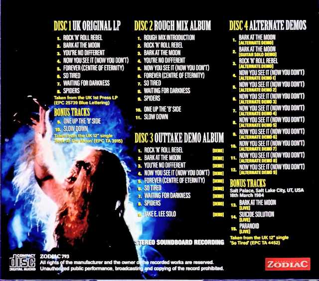 Ozzy Osbourne Bark at the Moon Origins Of Masterpiece Album Soundboard Edition