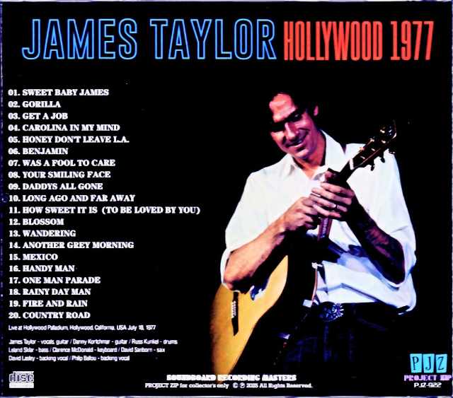 James Taylor James Taylor/CA,USA 1977 Soundboard Edition