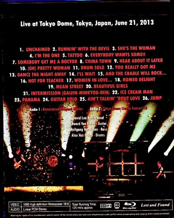 Van Halen/Tokyo,Japan 2013 Complete Blu-Ray Version