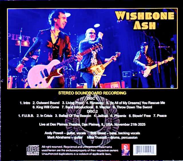 Wishbone Ash / IL,USA 11.21.2025 Complete Soundboard Edition