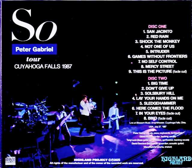Peter Gabriel Peter Gabriel/OH,USA 06.28.1987 Soundboard Edition