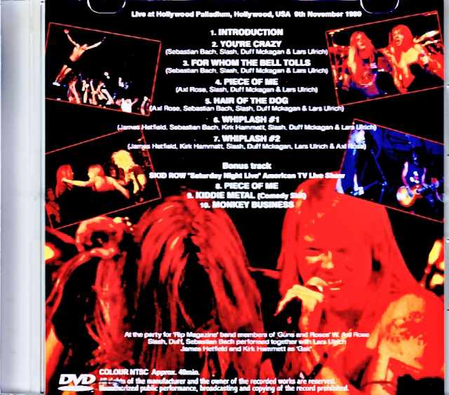 Various Artists Skid Row,Guns N' Roses Metallica Slash,Sebastian Bach,Axl Rose/CA,USA 1990 Jewel Version