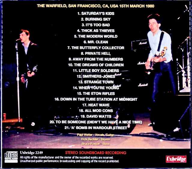 Jam,The Jam/CA,USA 1980 Soundboard Edition