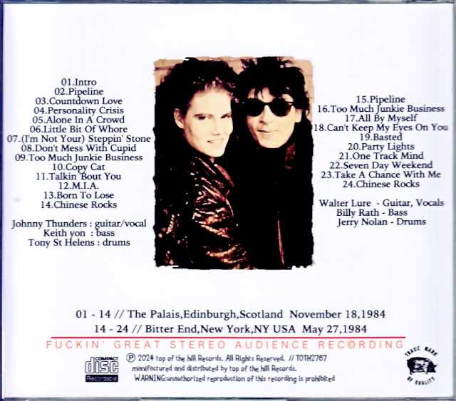 Johnny Thunders/Scotland,UK 1984 & more