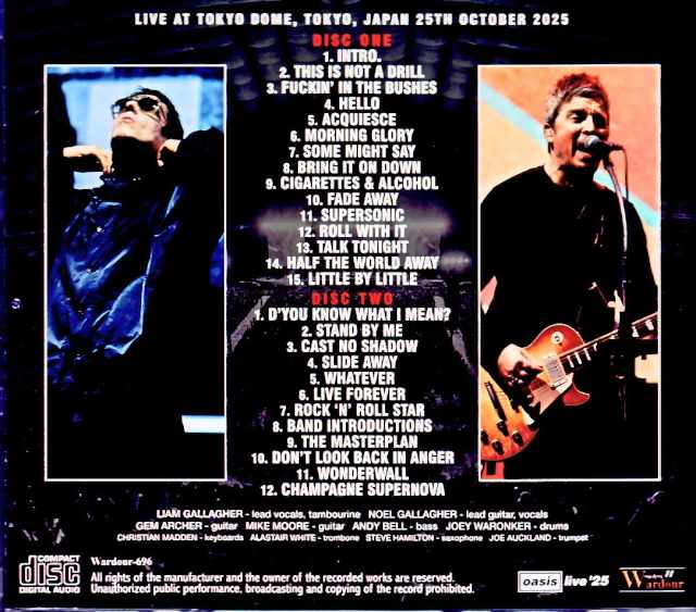 Oasis / Tokyo, Japan 10.25.2025 Complete Stand Seat Near Speaker Rec Edition