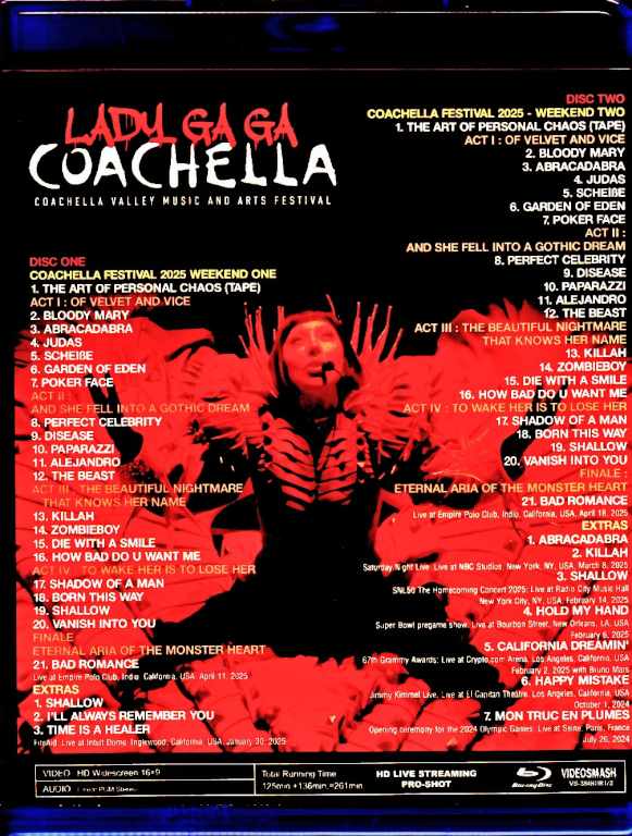 Lady Gaga / CA, USA 2025 2Days Complete & more Blu-Ray Version