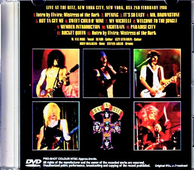 Guns N' Roses Guns N' Roses/NY,USA 1988 Complete Original BBC 2Broadcast Edition Jewel Version
