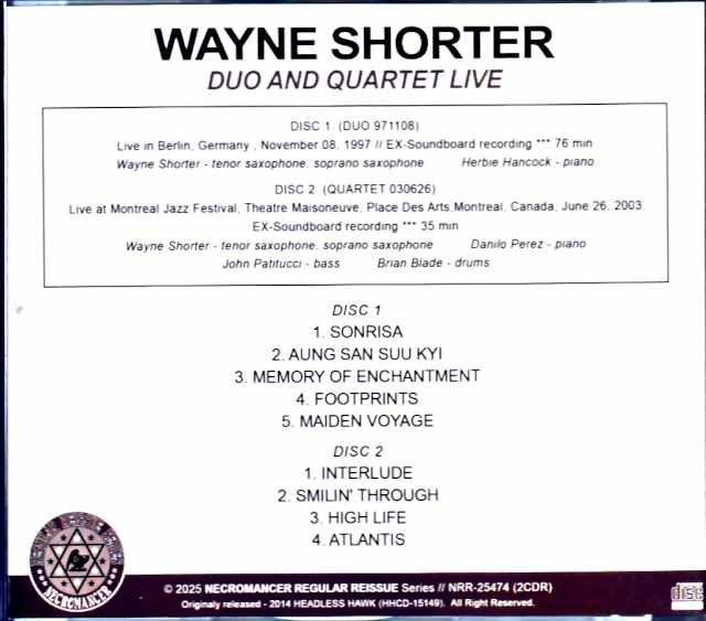 Wayne Shorter Duo and Quartet Herbie Hancock, Danilo Perez, John Patitucci Wayne Shorter/Germany 1997 Soundboard Edition & more
