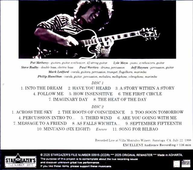 Pat Metheny Group Lyle Mays Pat Metheny Lyle Mays/CA,USA 07.22.1998 Complete