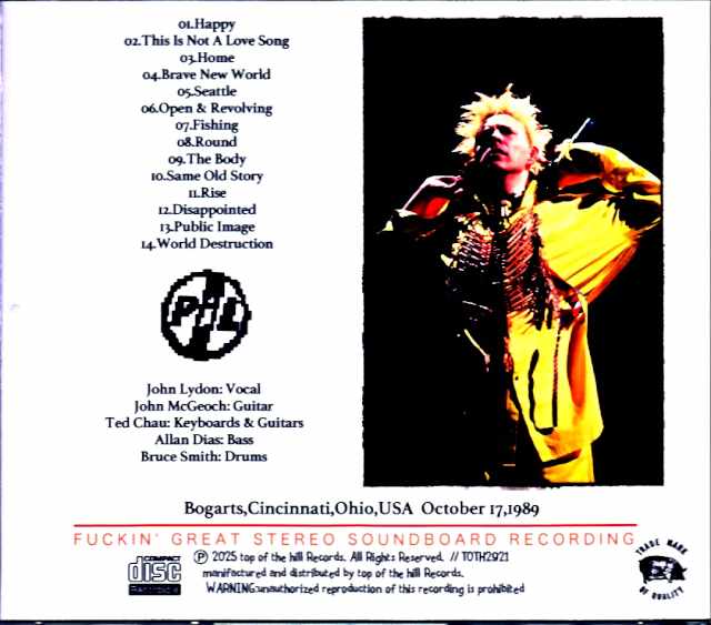 Public Image Limited / OH, USA 10.17.1989 Soundboard Edition