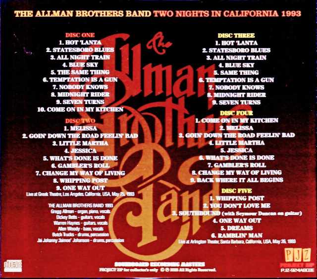 Allman Brothers Band / CA, USA 1993 & more Soundboard Edition
