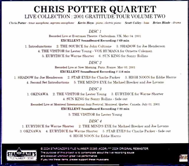 Chris Potter Quartet Chris Potter/Live Collection 2001 Vol.2