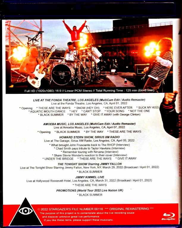 Red Hot Chili Peppers Red Hot Chili Peppers/Live Promotions 2022 Blu-Ray Version