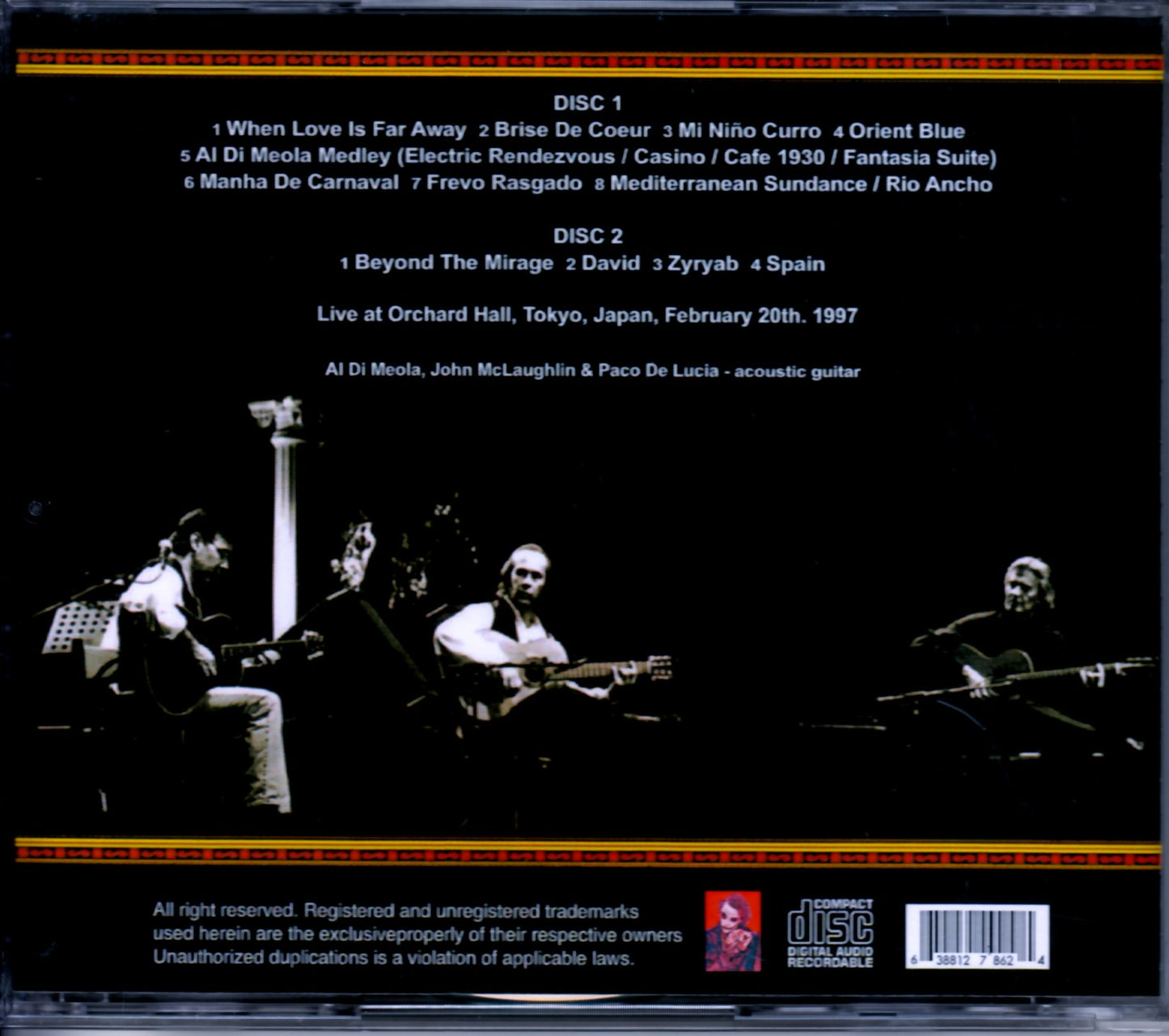 The Guitar Trio Al di Meola, John McLaughlin, Paco de Lucia/Tokyo, Japan 1997