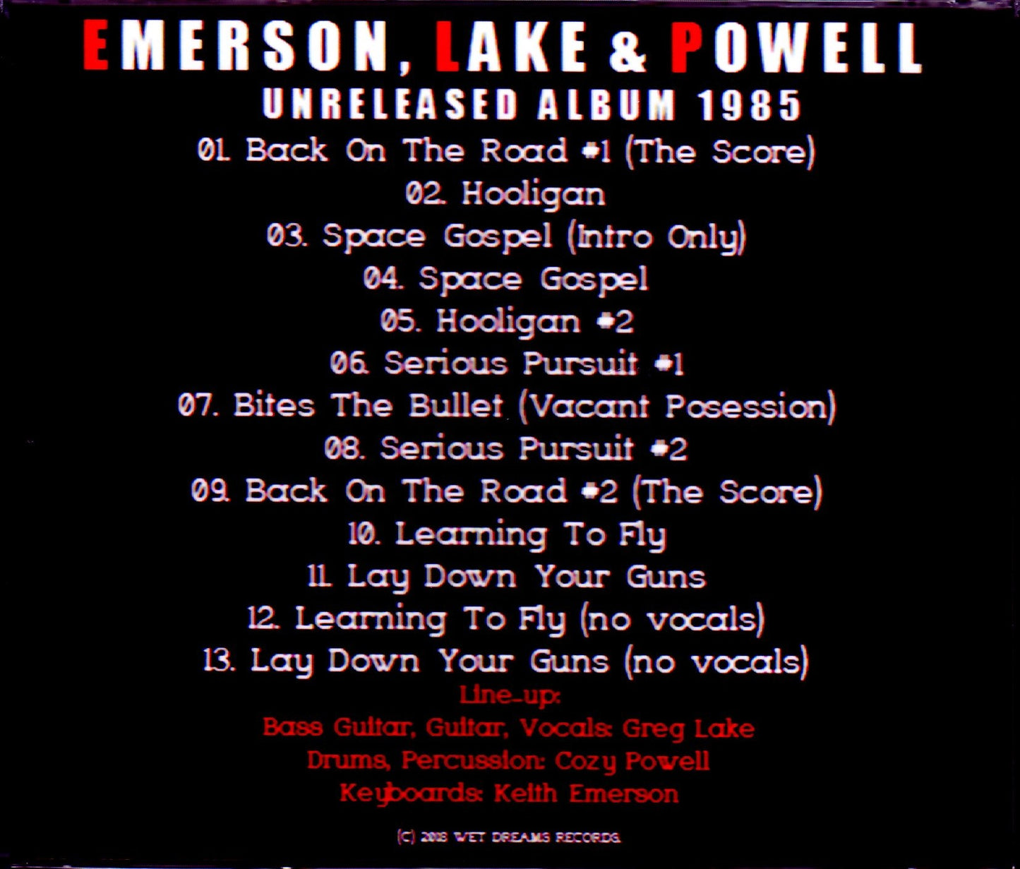 EL & P Emerson,Lake & Powell/Unreleased Studio Recording Tracks 1985