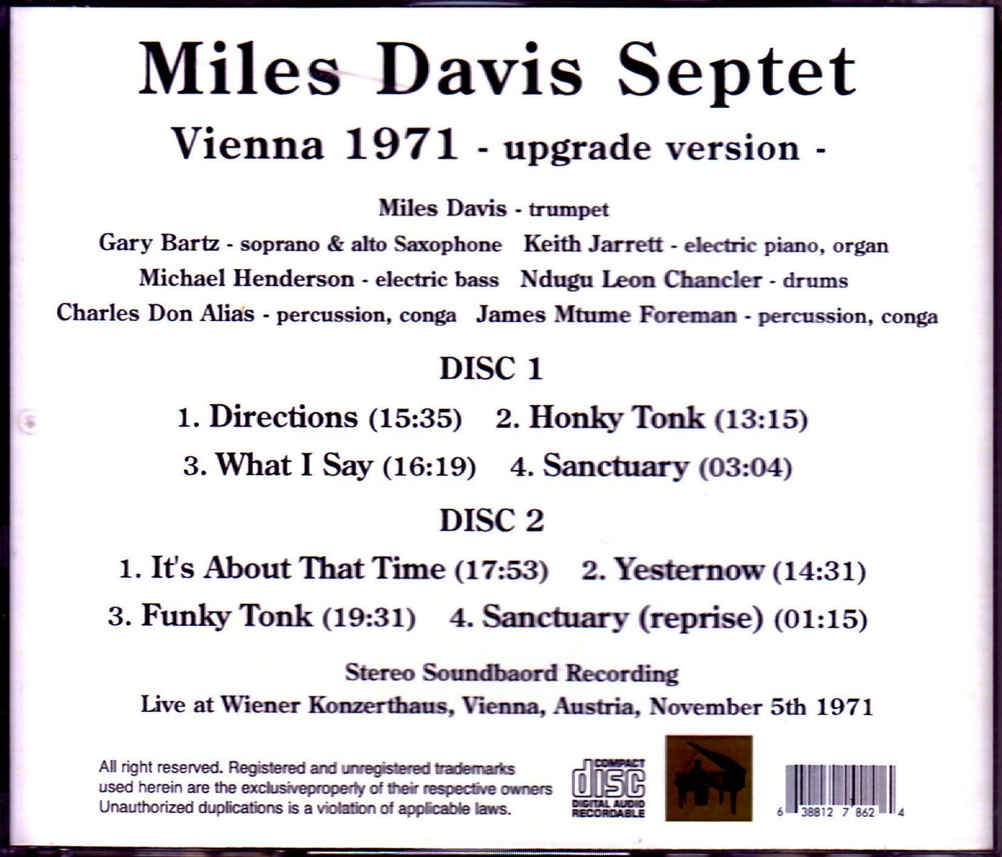 Miles Davis Septet, Keith Jarrett/Austria 1971 Upgrade