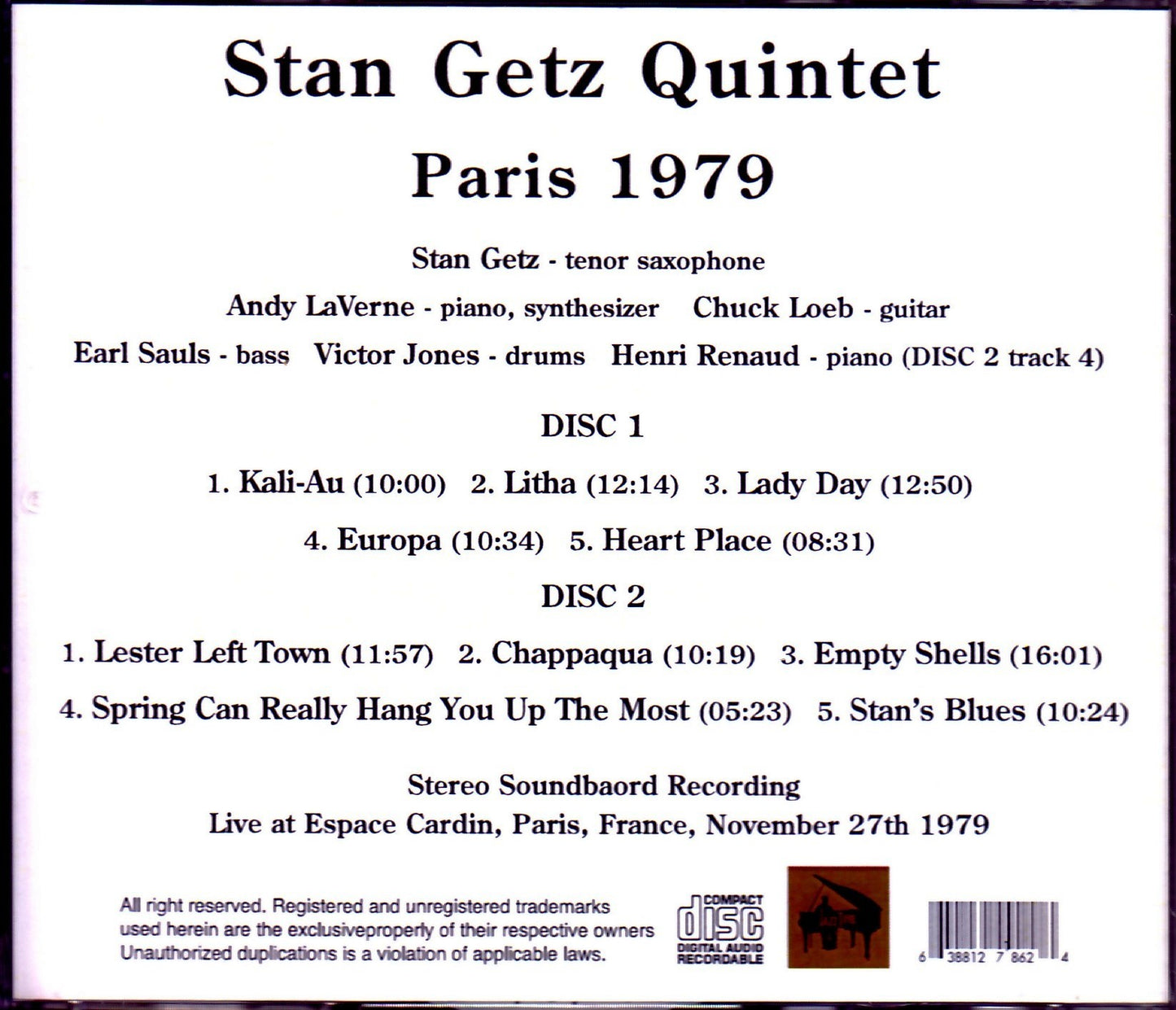 Stan Getz Quintet/France 1979