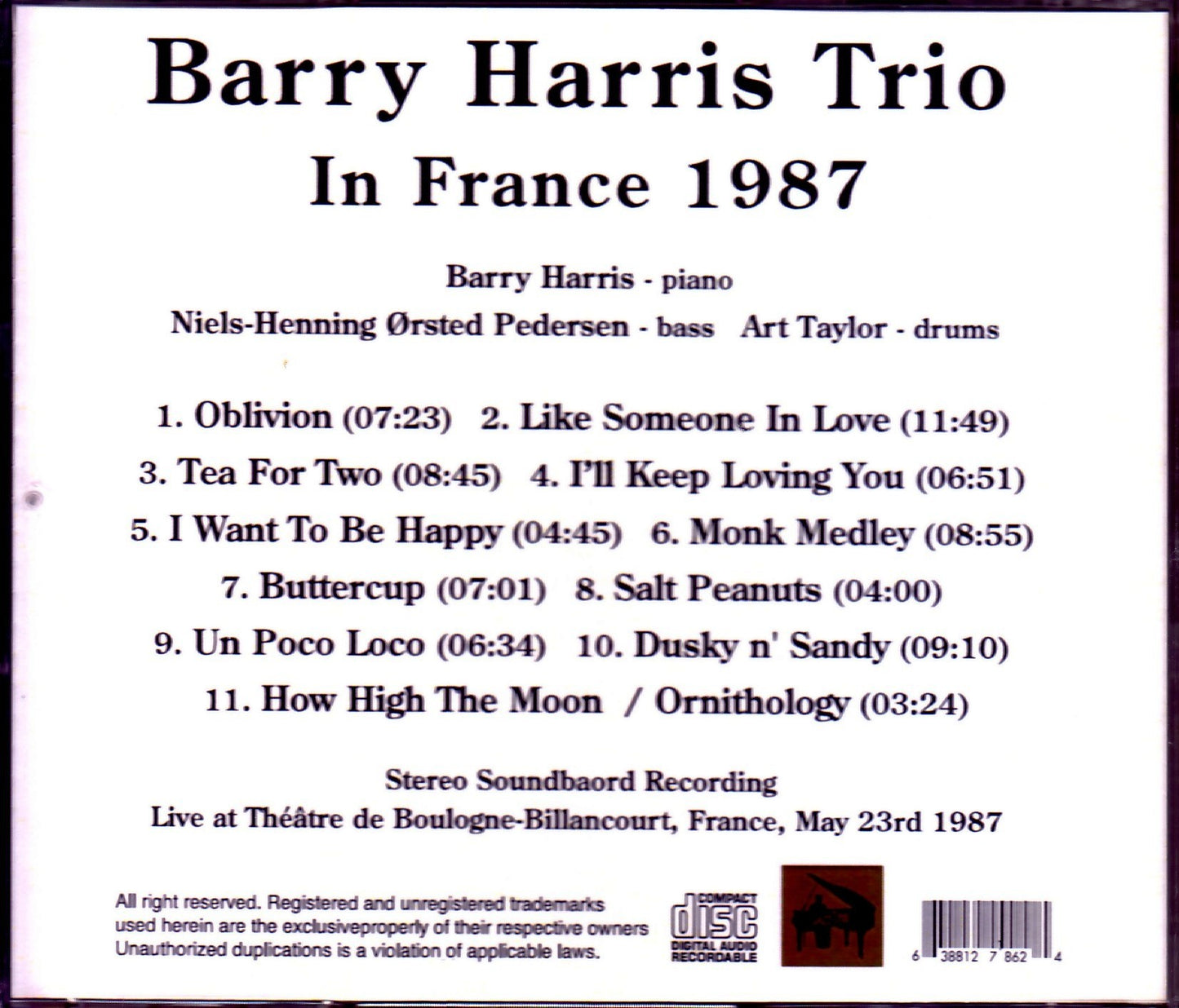Barry Harris/France 1987
