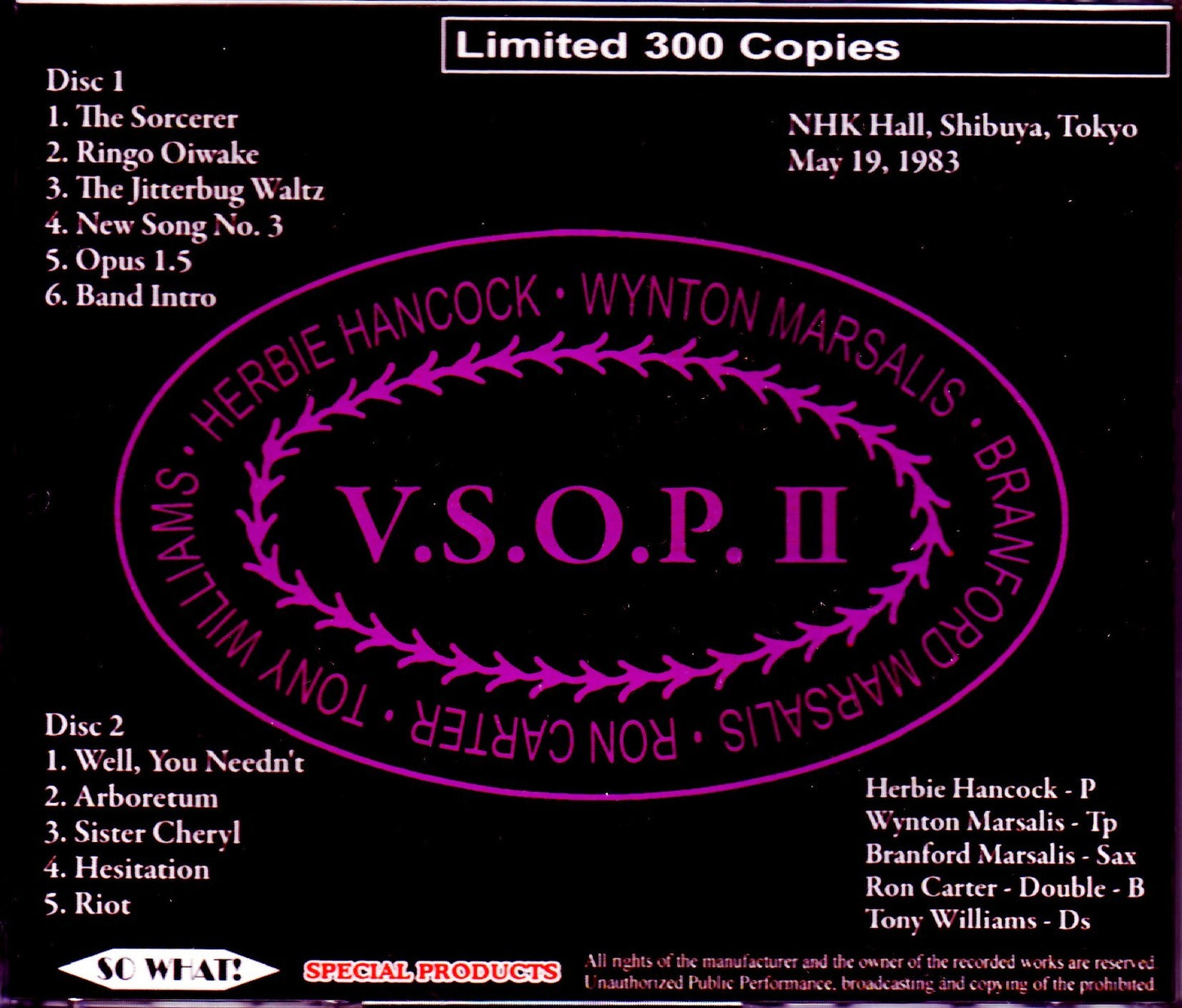 V.S.O.P.II Herbie Hancock,Wynton Marsalis/Tokyo,Japan 1983 Complete