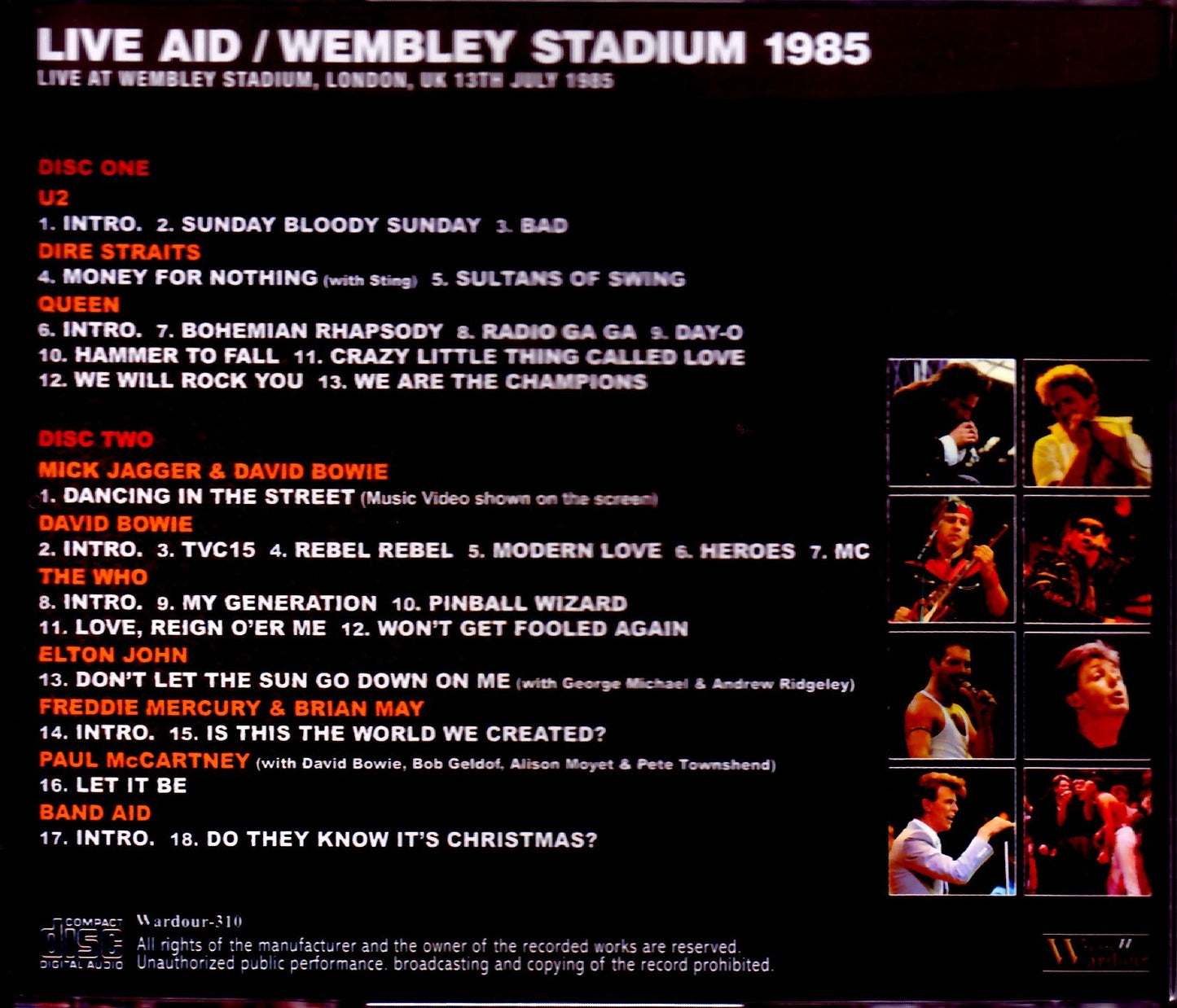 Various Artists U2,Queen.David Bowie,Paul McCartney,Who,The/London,UK 1985 Upgrade