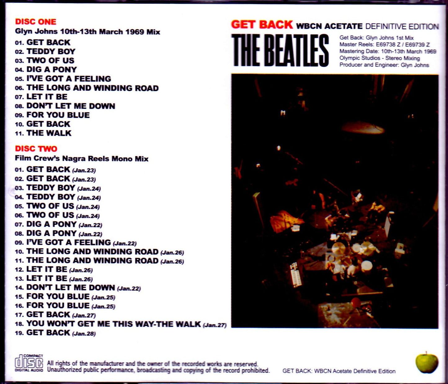 Beatles/Get Back Glyn Johns 1st Mix & more