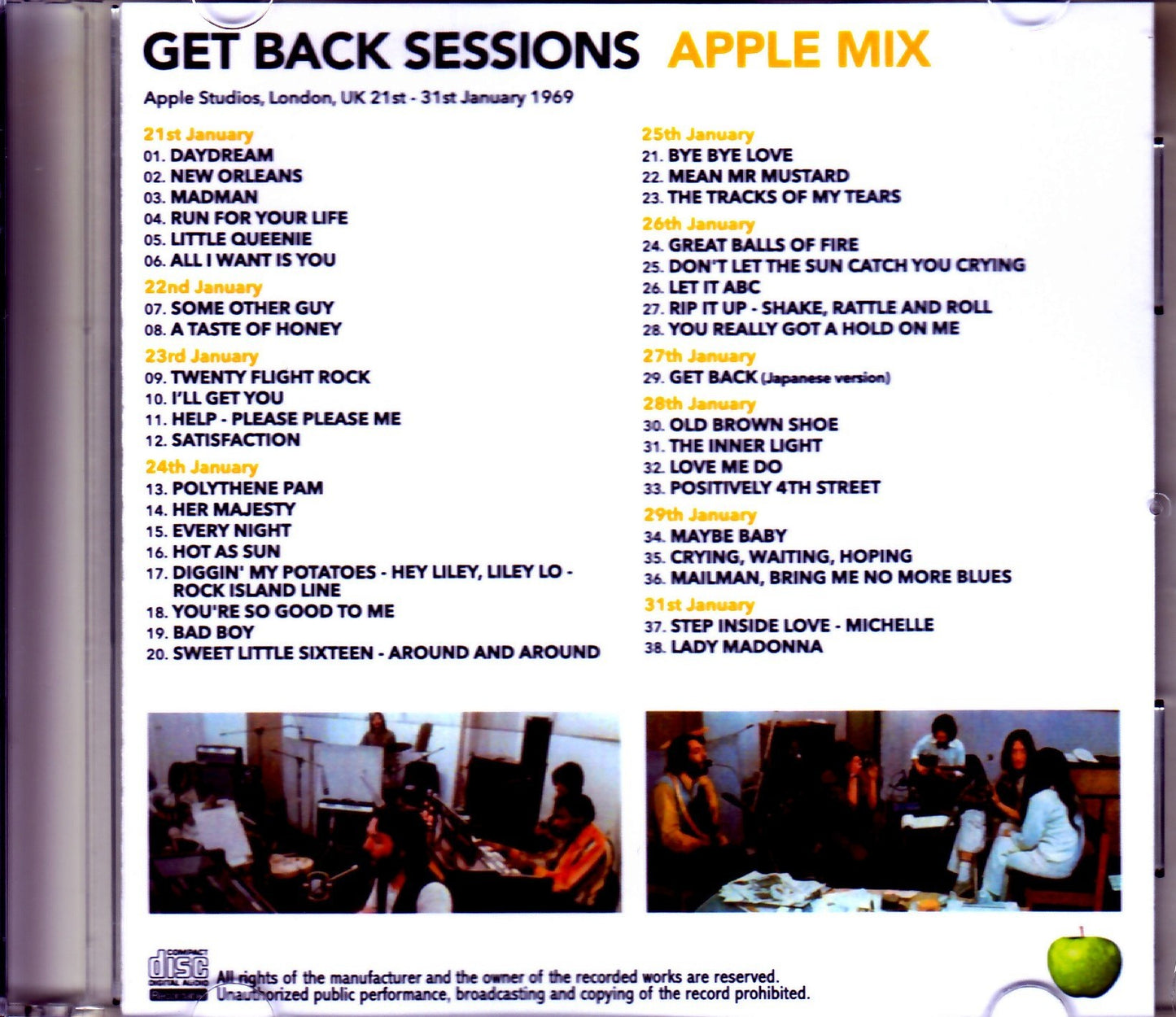 Beatles/Apple Studios, London, UK 21st-31st January 1969