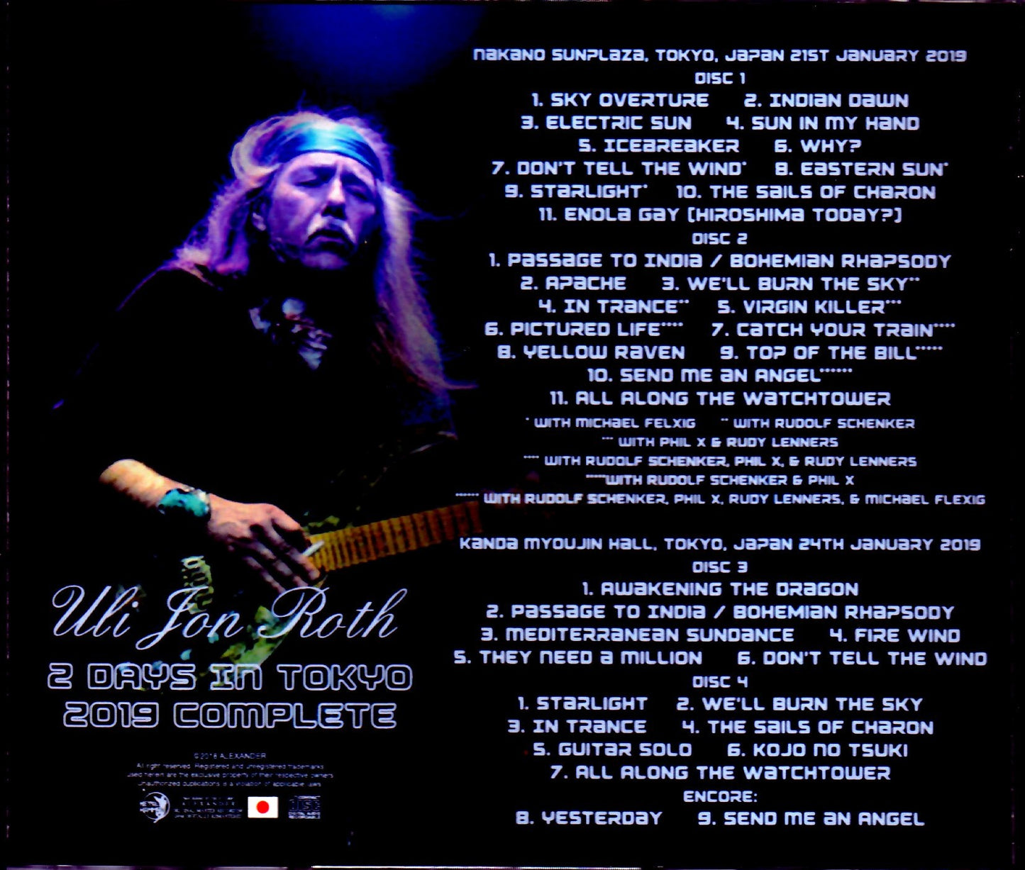 Uli Jon Roth/Tokyo,Japan 2019 2Days Complete