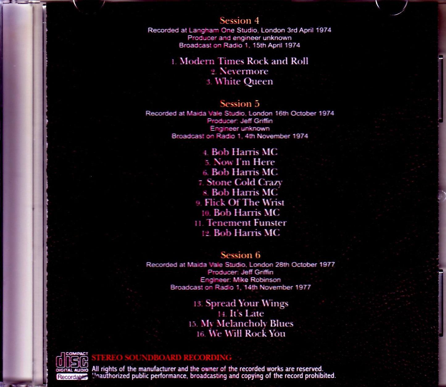 Queen/BBC Sessions Master Reel Ver.