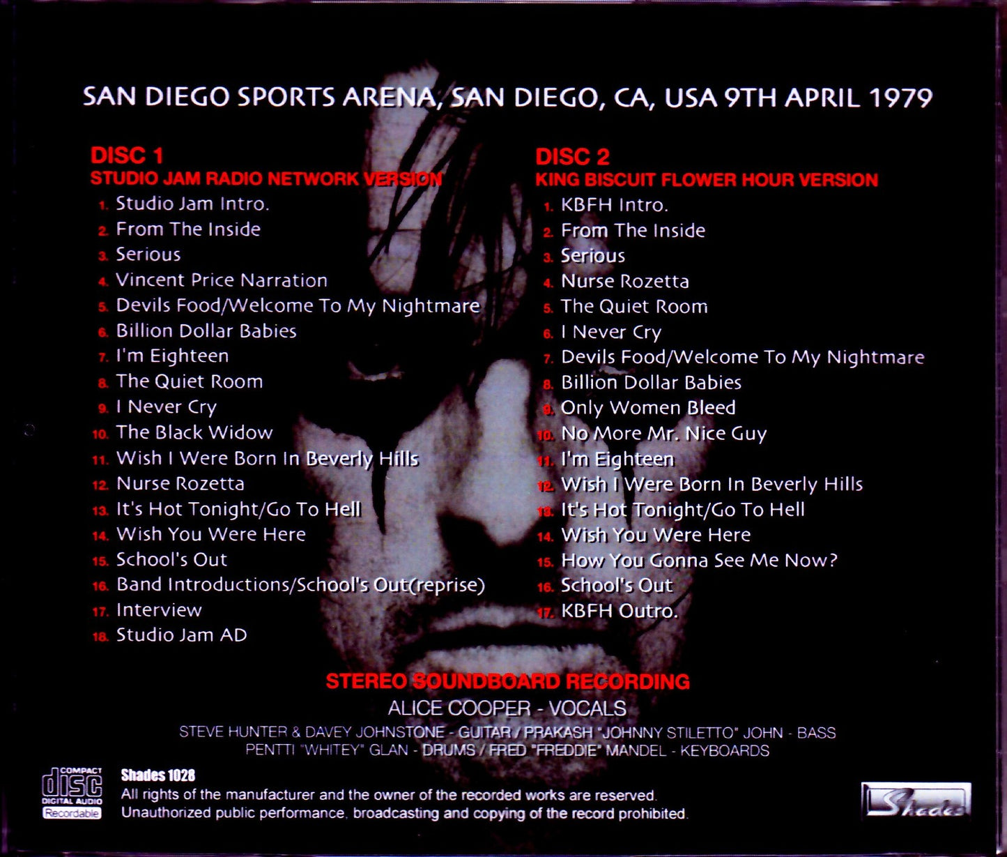 Alice Cooper/CA,USA 1979 Broadcast Masters