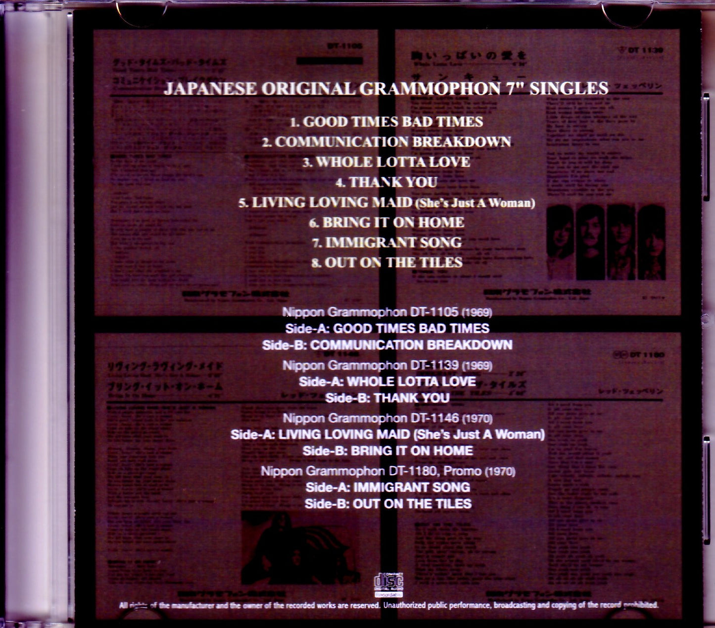 Led Zeppelin/Original Japanese Grammophon 7" singles