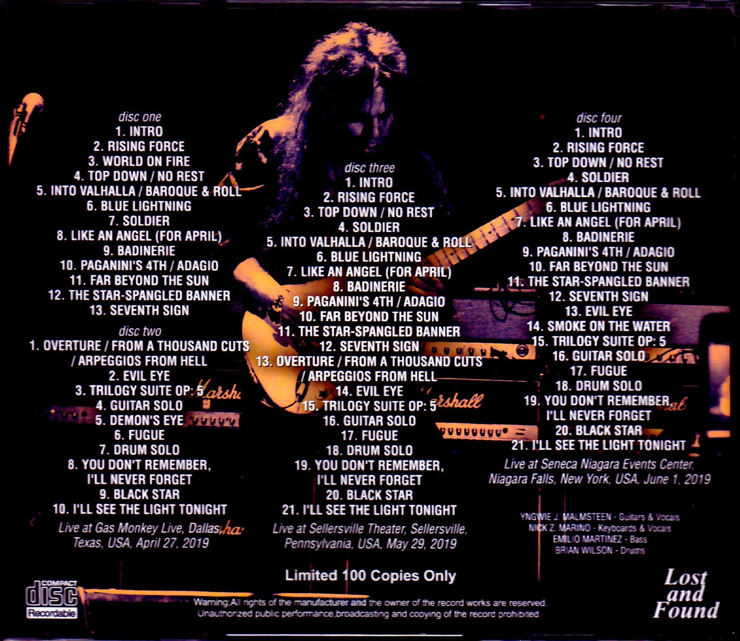 Yngwie Malmsteen/USA Tour 2019 3 Days Complete