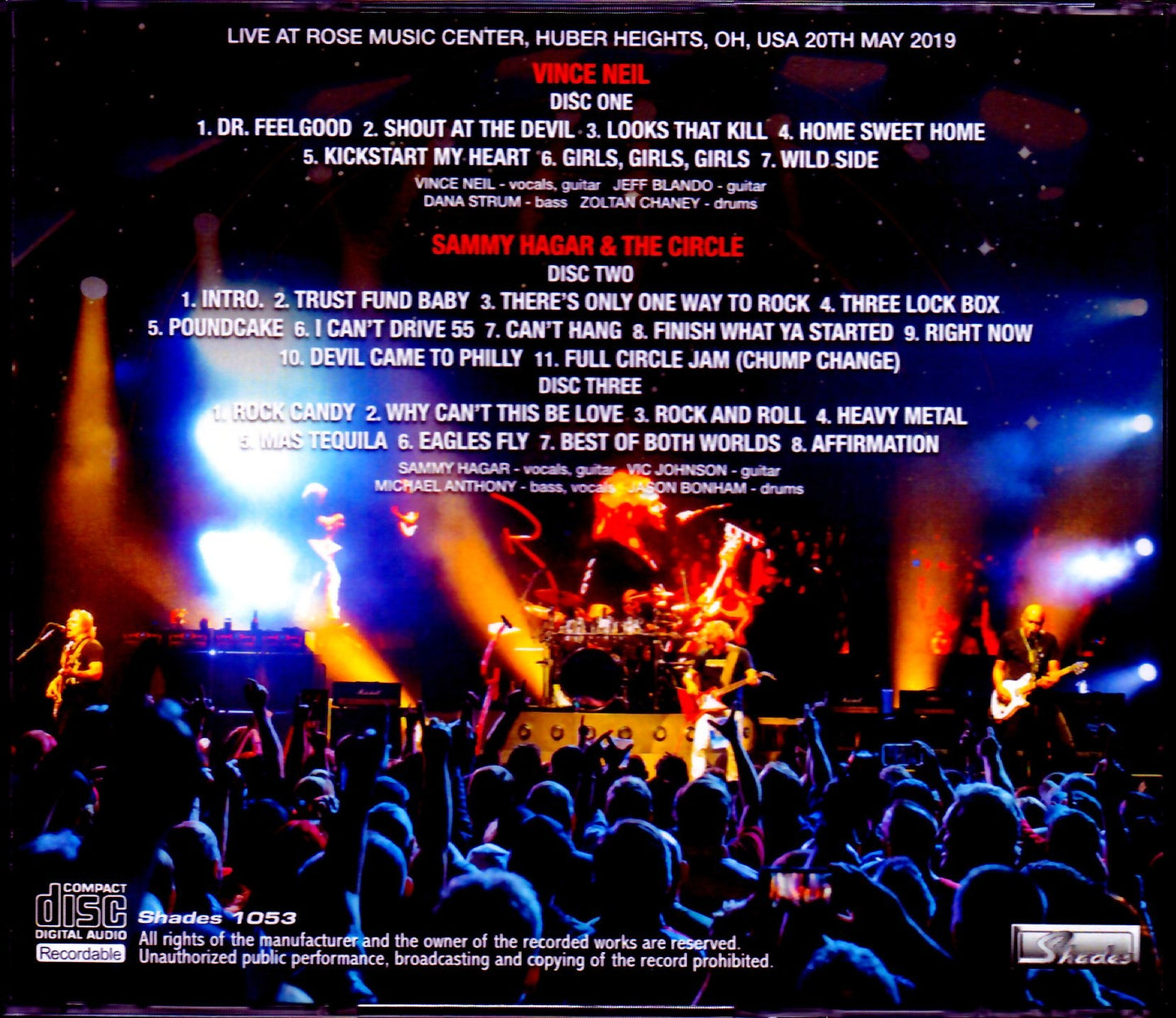 Sammy Hagar & the Circle with Vince Neil/OH,USA 2019