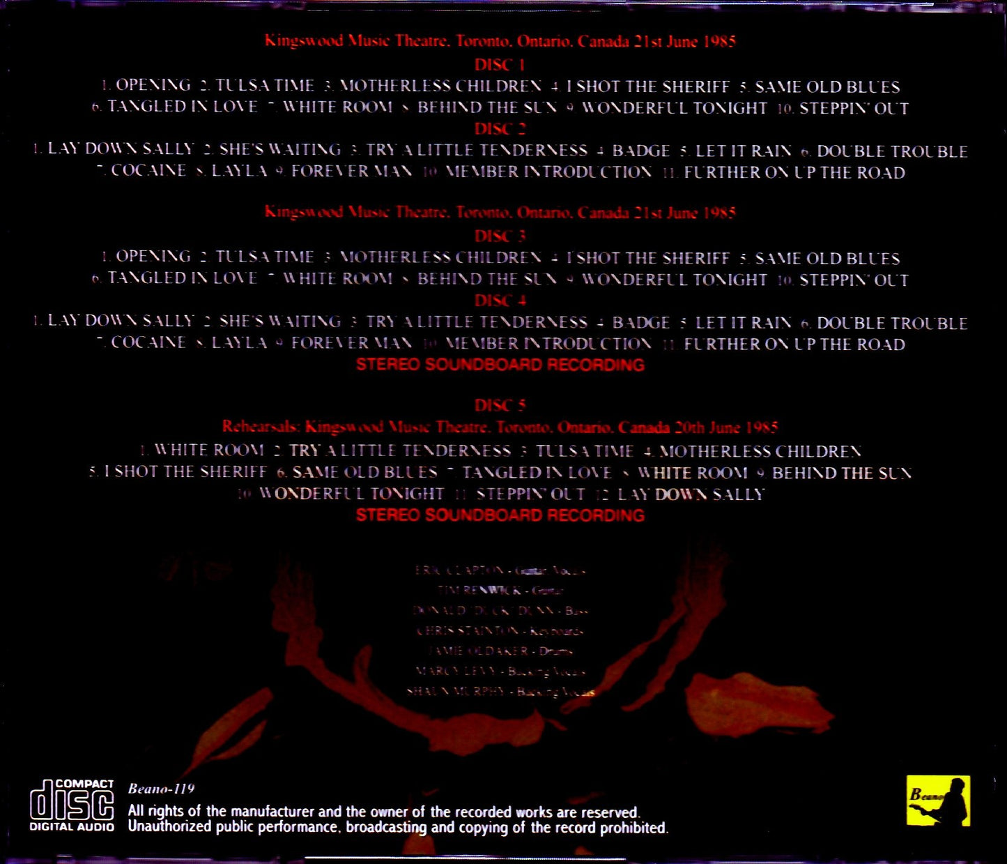 Eric Clapton/Canada 1985 Complete Upgrade & Rehearsals