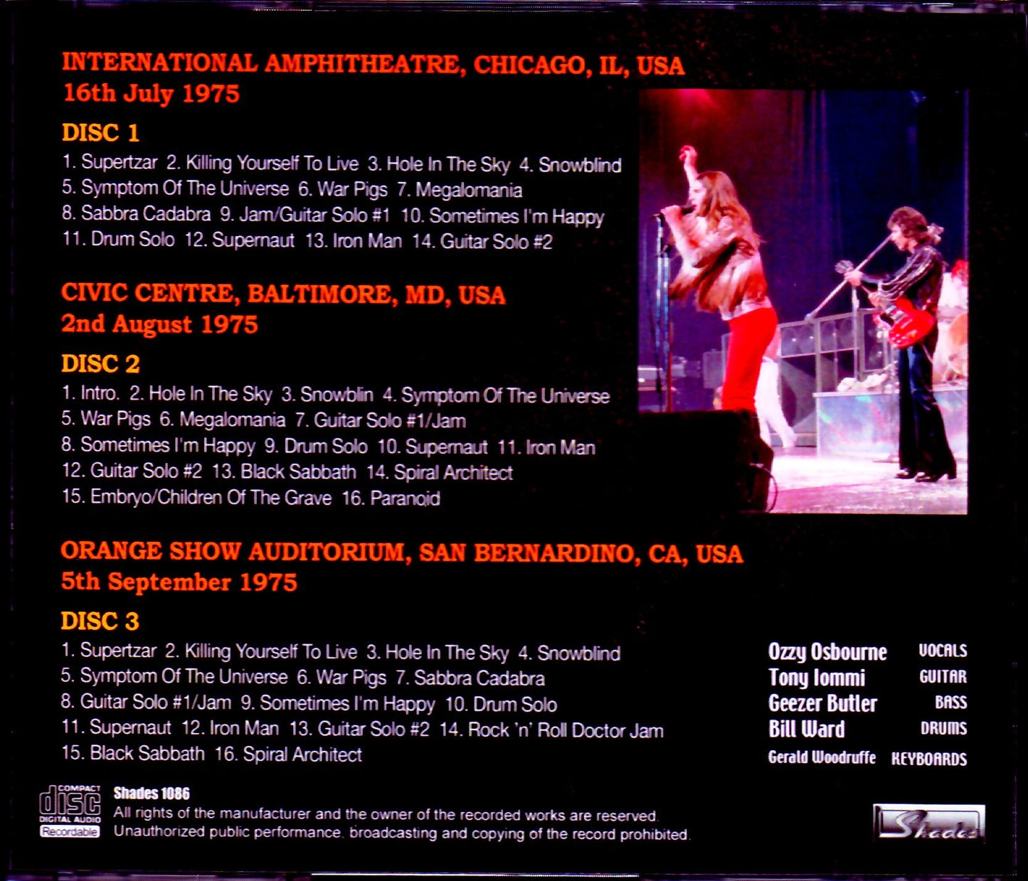 Black Sabbath/US Tour 1975 AUD Collection
