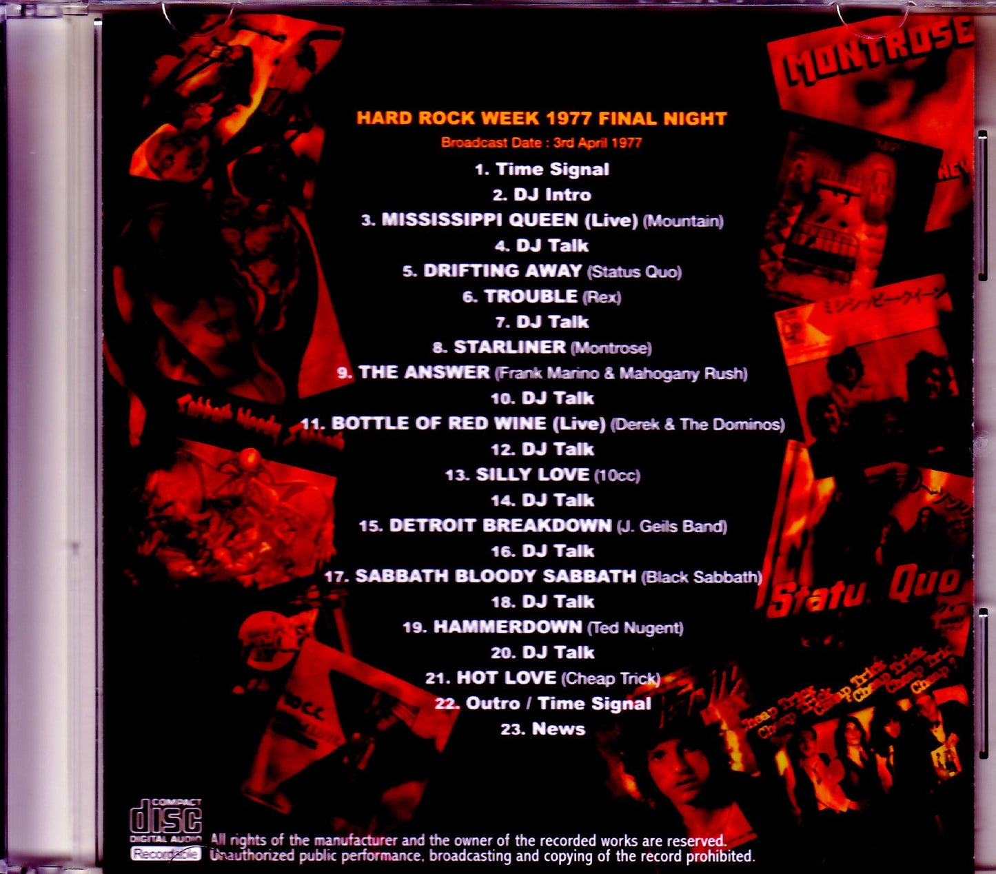 Various Artists Black Sabbath,Status Quo,Frank Marino,Cheap Trick/Radio Broadcast 4.3.1977