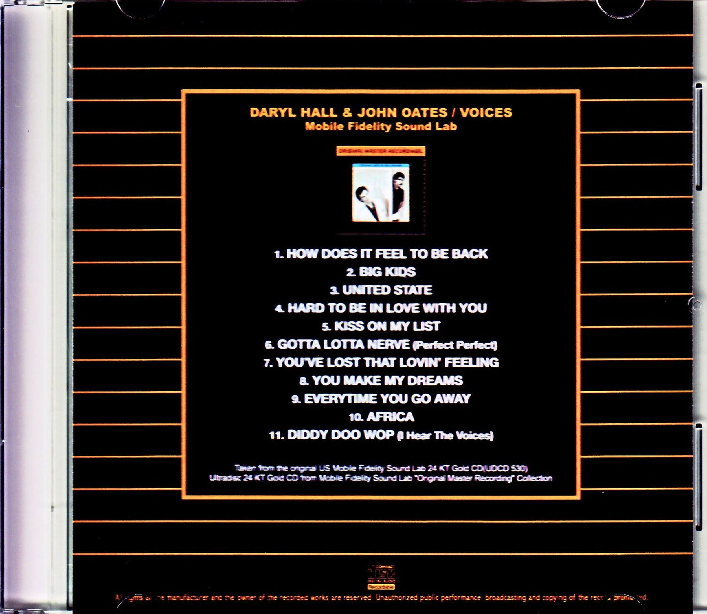 Hall & Oates/Voices Original US Mobile Fidelity Sound Lab