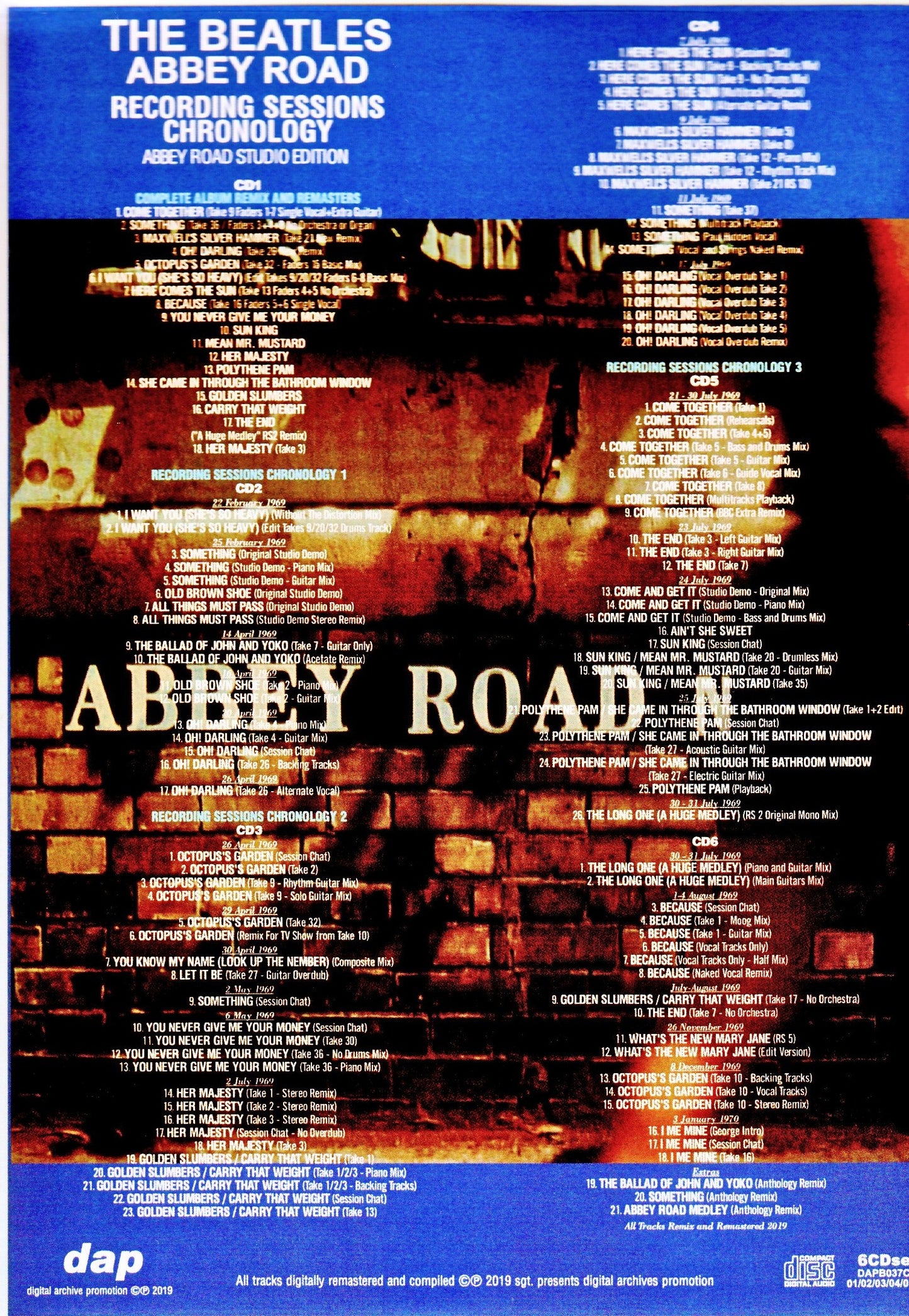 Beatles/Abbey Road Recording Sessions Chronology