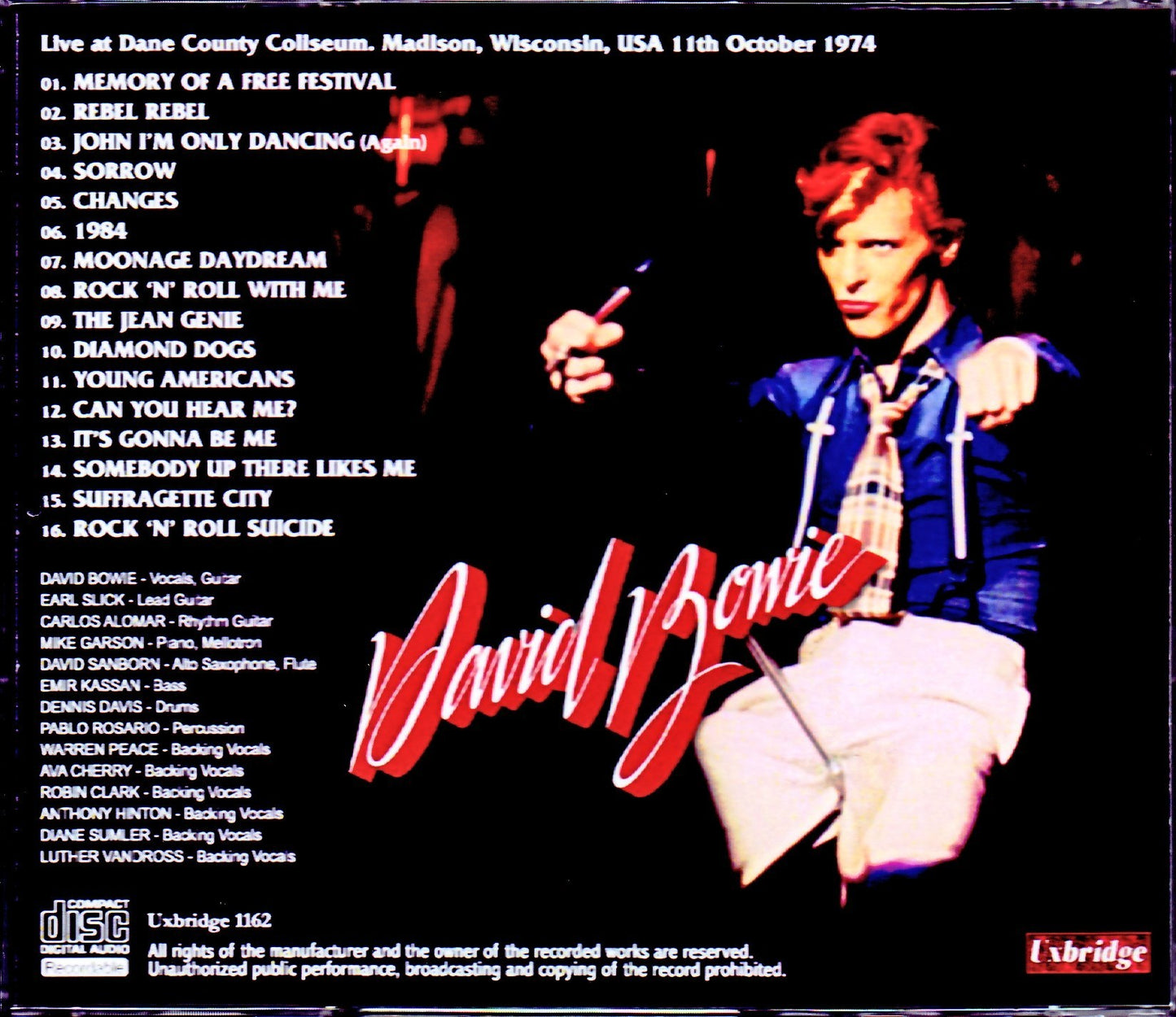 David Bowie/WI,USA 10.11.1974