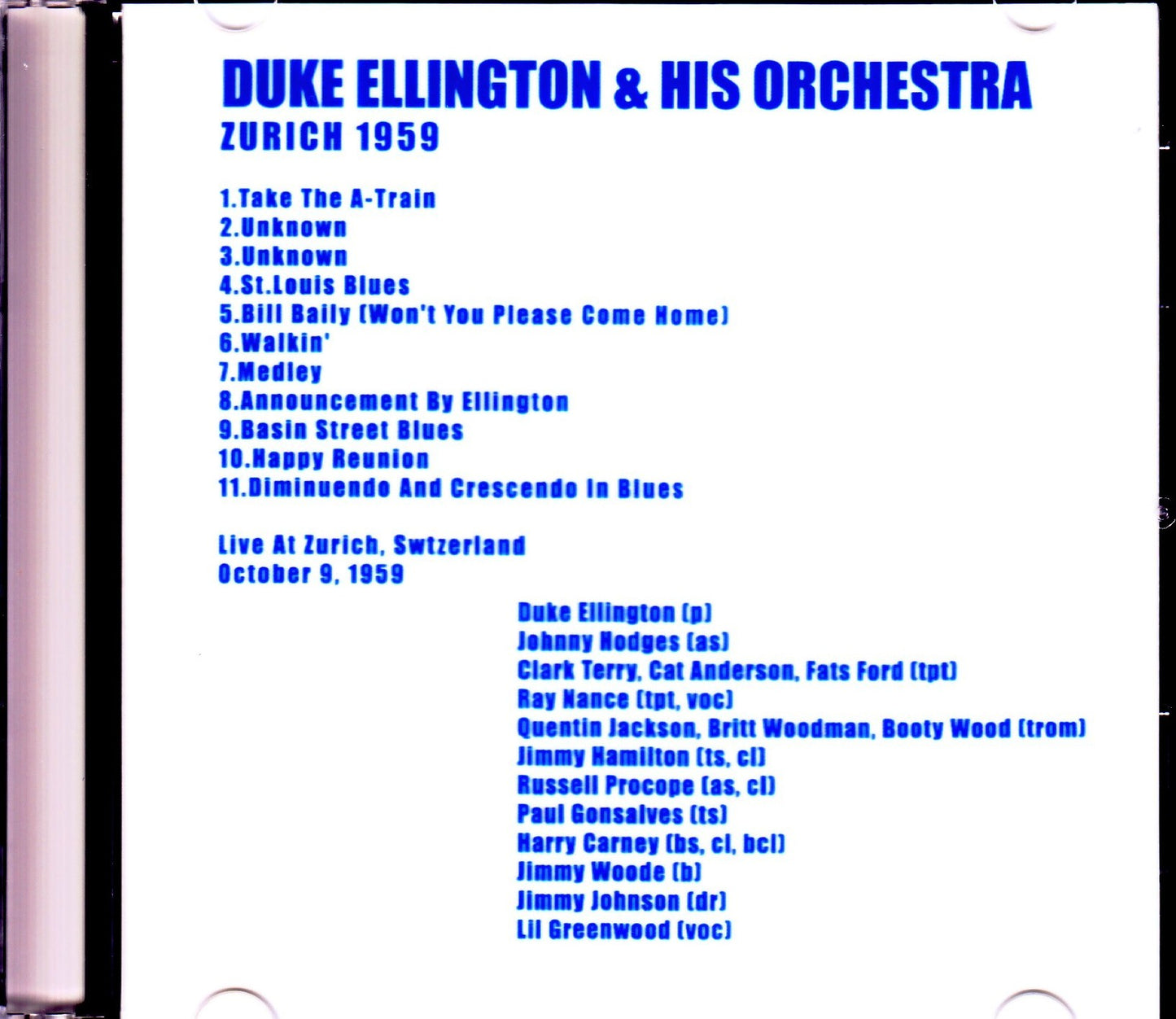 Duke Ellington & His Orchestra/Switzerland 1959