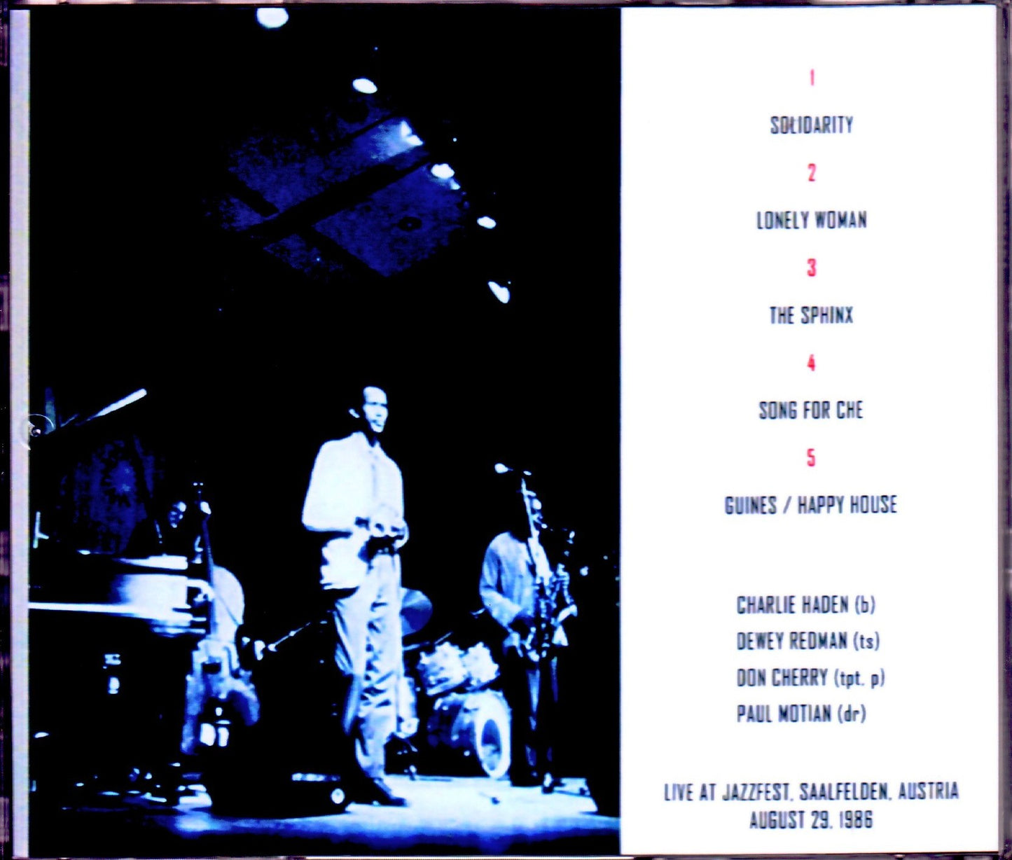 American Jazz Quartet Charlie Haden, Don Cherry, Paul Motian, Dewey Redman/Austria 1986
