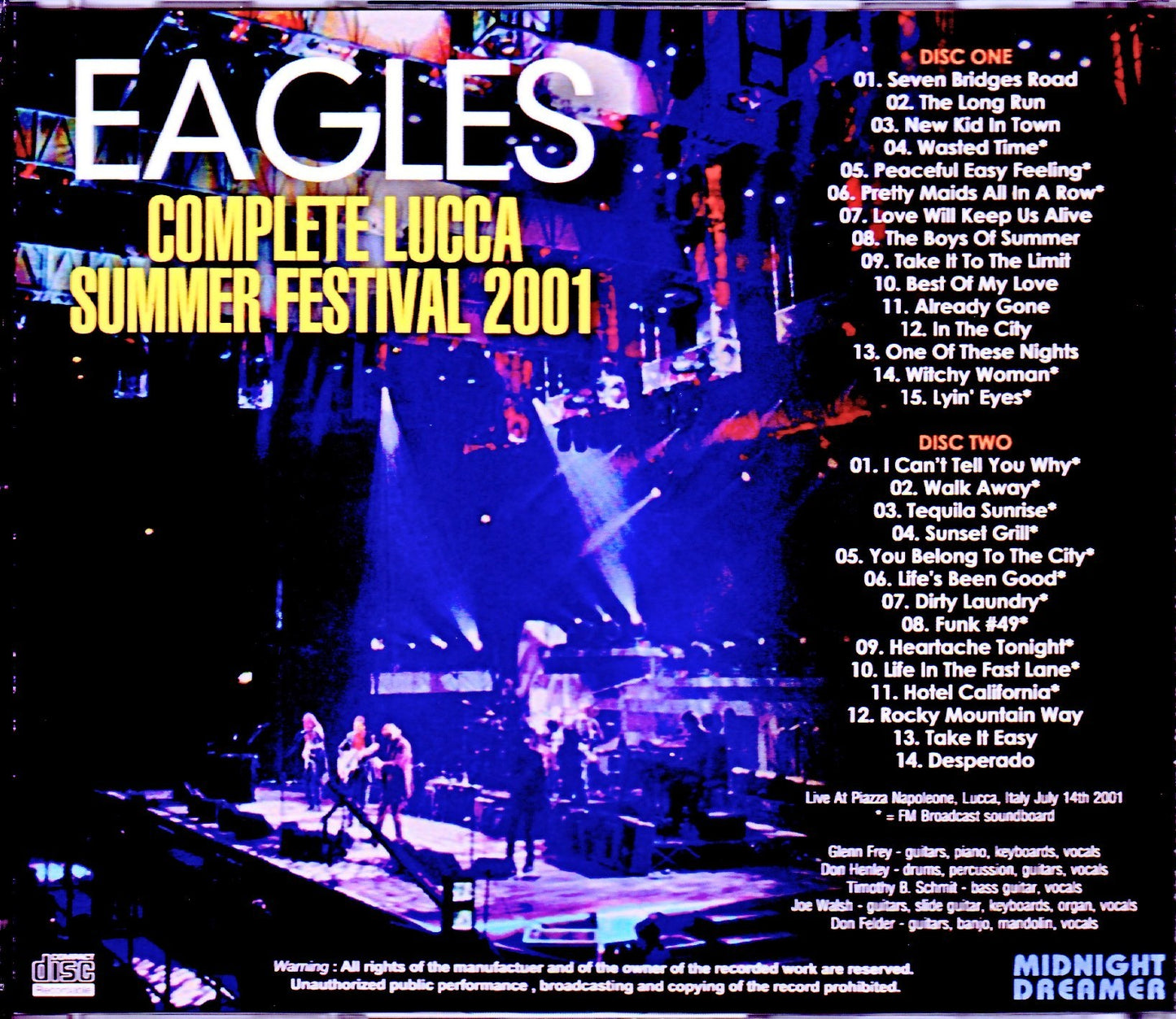 Eagles/Italy 2001 SBD・AUD Matrix