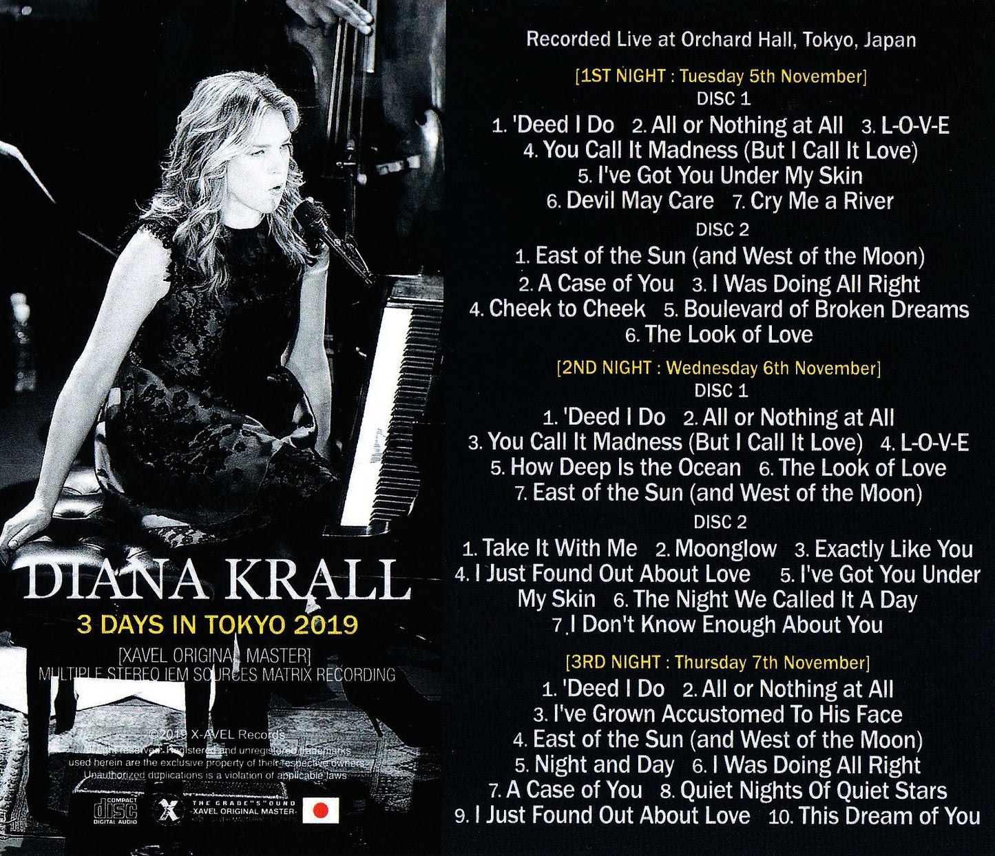 Diana Krall/Tokyo,Japan 2019 3Days Complete