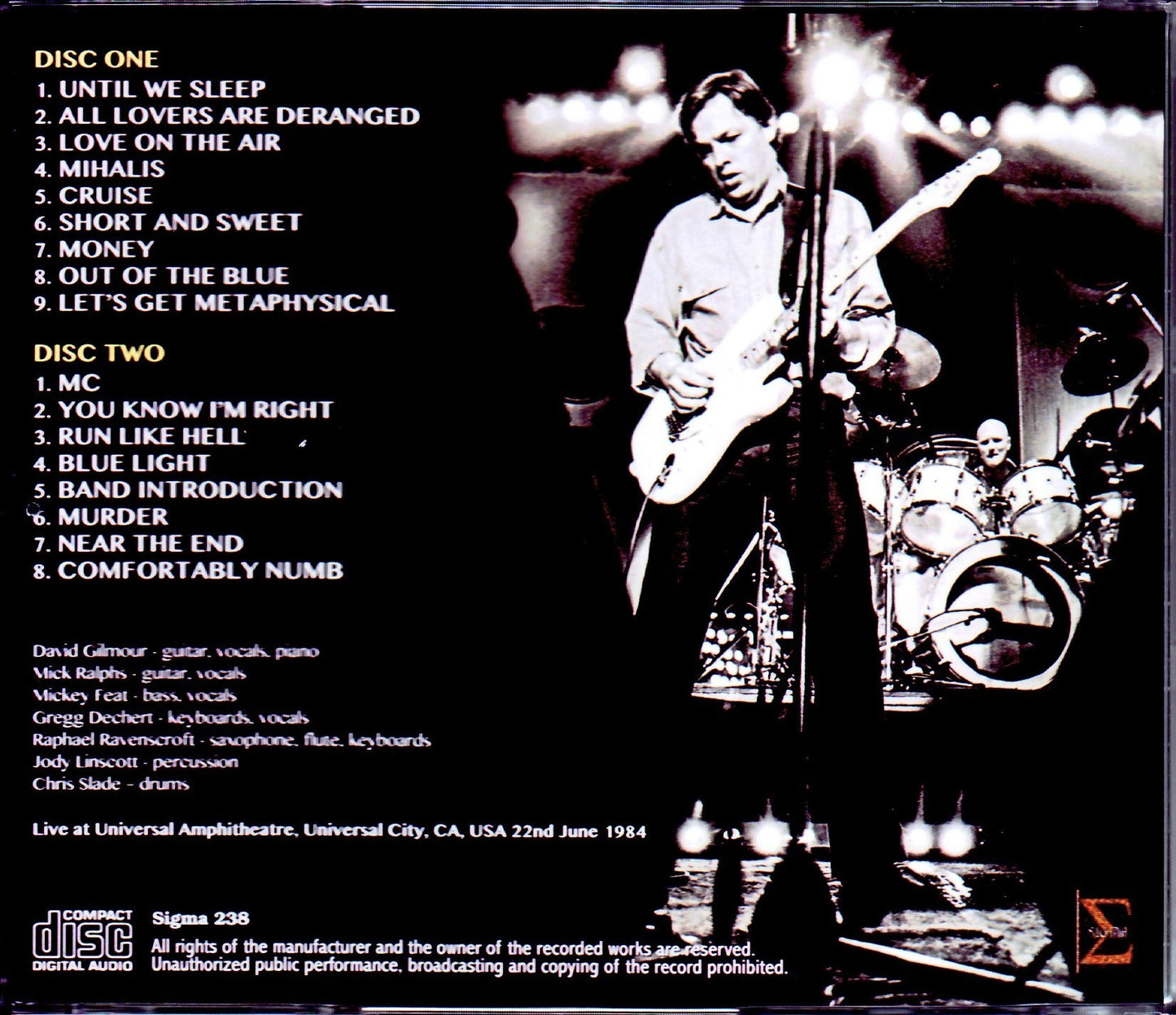 David Gilmour/CCA,USA 6.22.1984