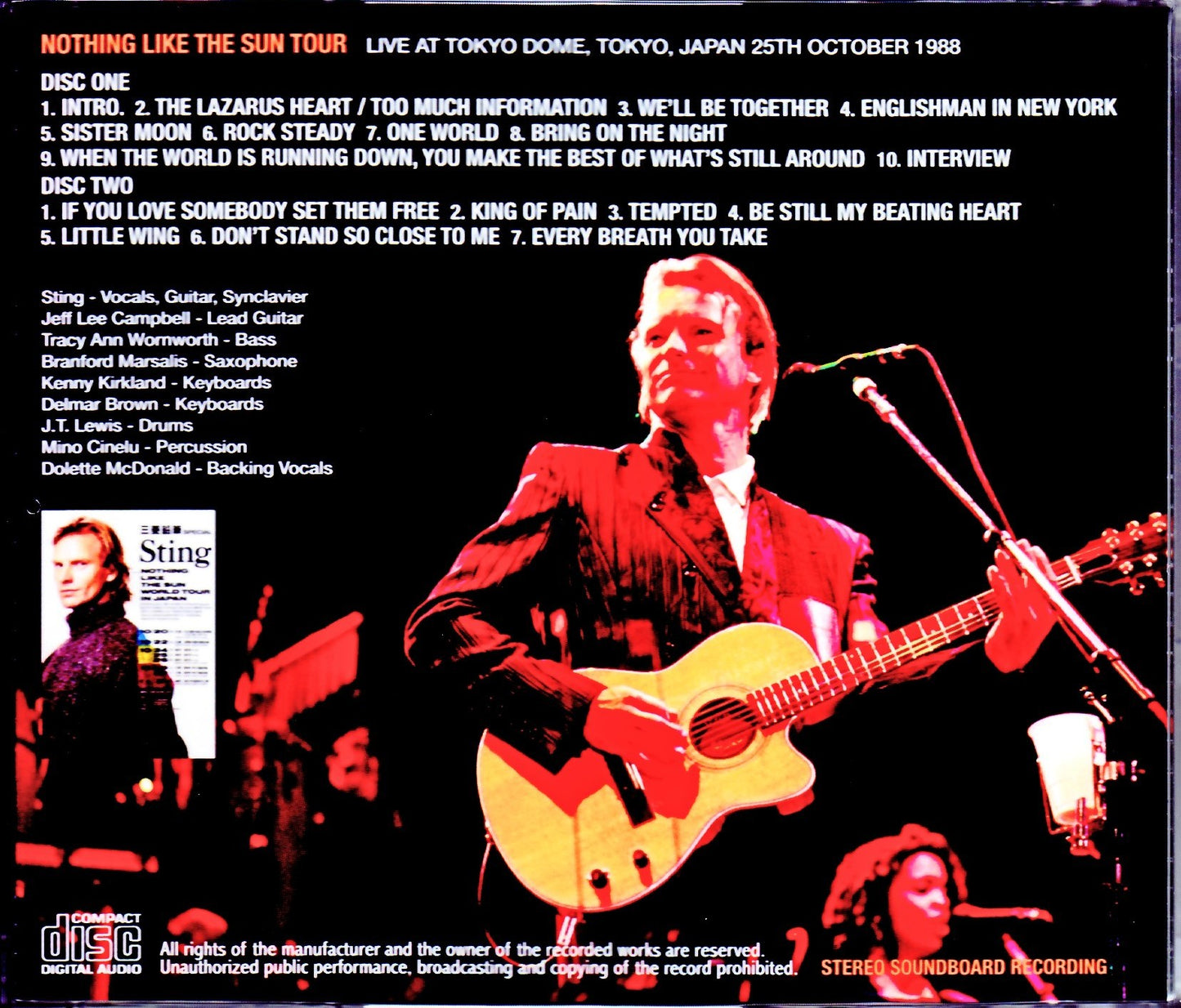 Sting/Tokyo,Japan 10.25.1988 Original Off-Air DAT Master