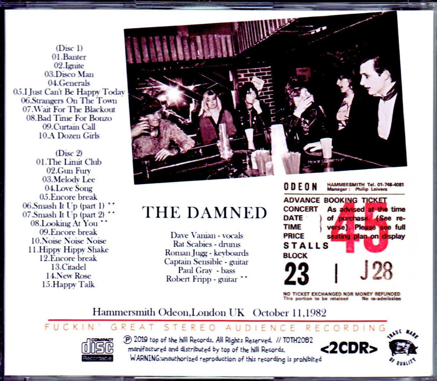 Damned/London, UK 1982