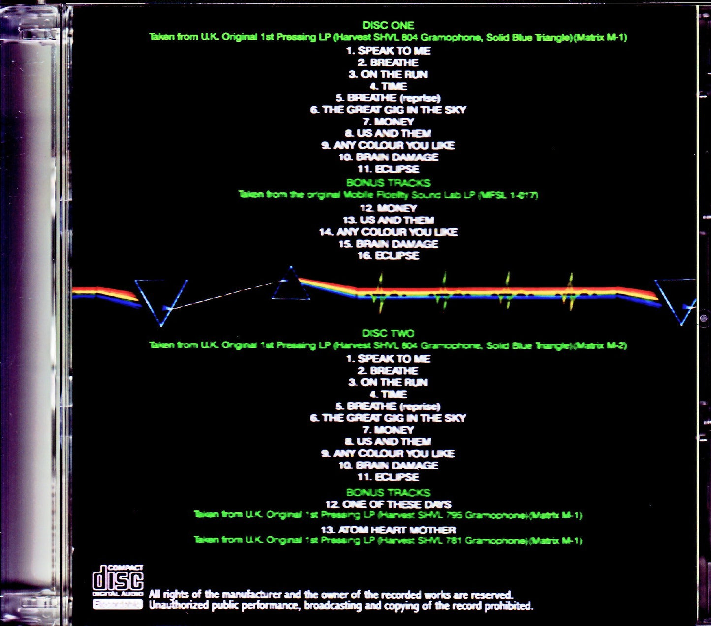 Pink Floyd/Madness UK Original 1st Pressing LP Blue Triangle Edition