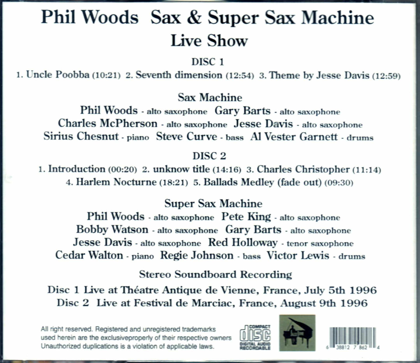 Phil Woods,Super Sax Machine/France 1996