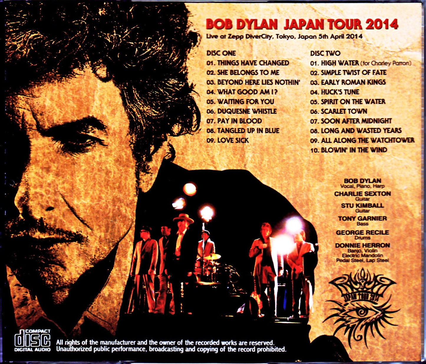 Bob Dylan/Tokyo,Japan 4.5.2014 Original Masters