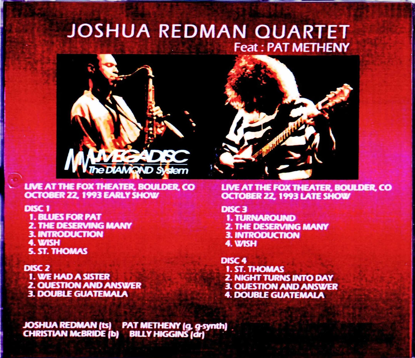 Joshua Redman Quartet,Pat Metheny/CO,USA 1993