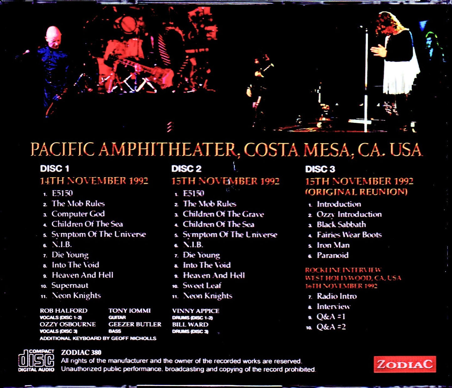 Black Sabbath,Rob Halford/CA,USA 1992 2 Days Complete & more